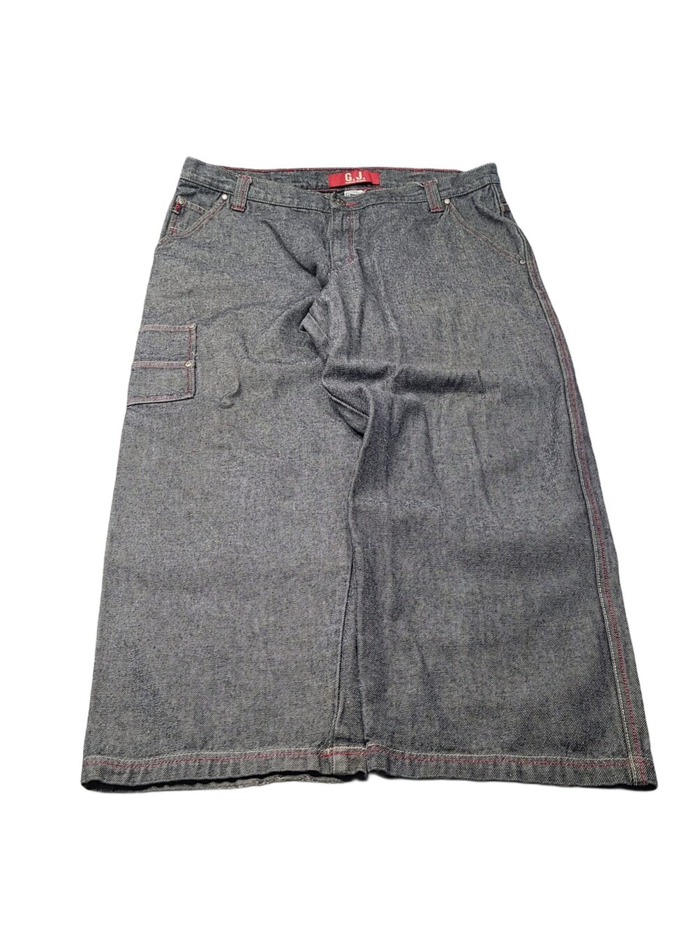 VINTAGE Guess Jeans Mens 40x30 Black Grey Wide Leg Carpenter Baggy Y2K Cargo